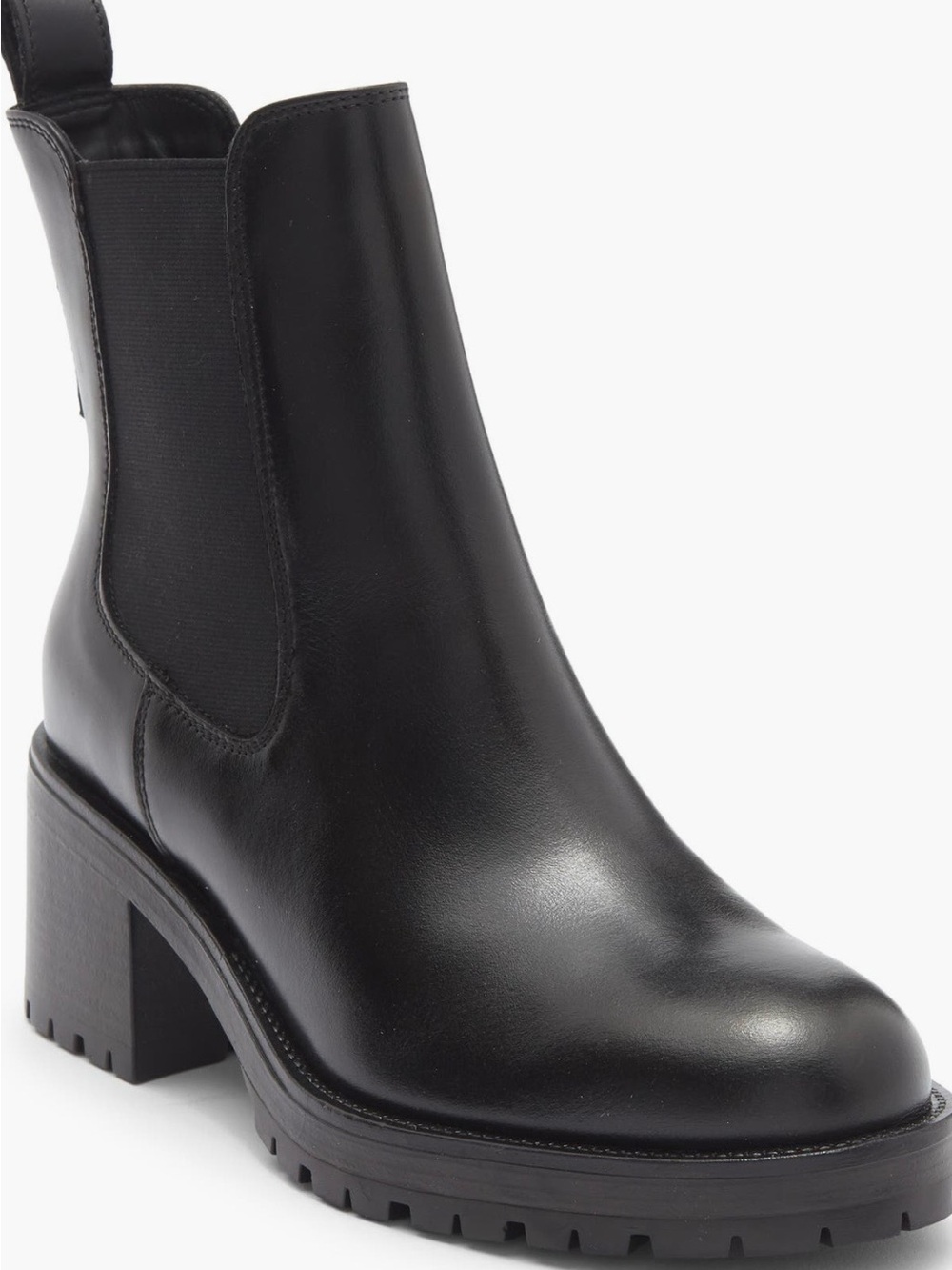 La CANADIENNE Wave Black Leather Chunky Chelsea Heeled Boot